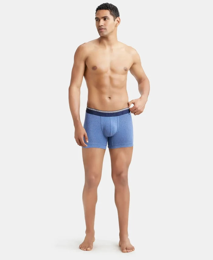 Super Combed Cotton Elastane Solid Trunk with Ultrasoft Waistband - Light Denim Melange-4