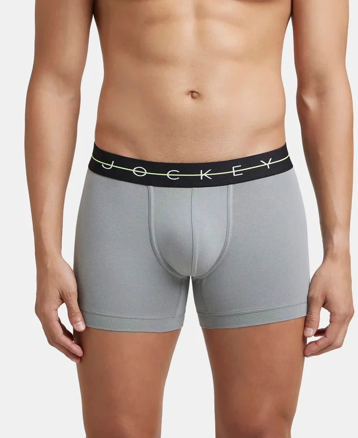 Super Combed Cotton Elastane Stretch Solid Trunk with Ultrasoft Waistband - Mid Night Navy & Monument (Pack of 2)