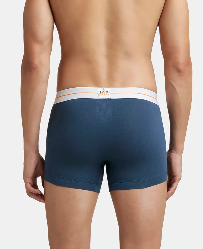 Super Combed Cotton Elastane Stretch Solid Trunk with Ultrasoft Waistband - Mid Night Navy & Monument (Pack of 2)