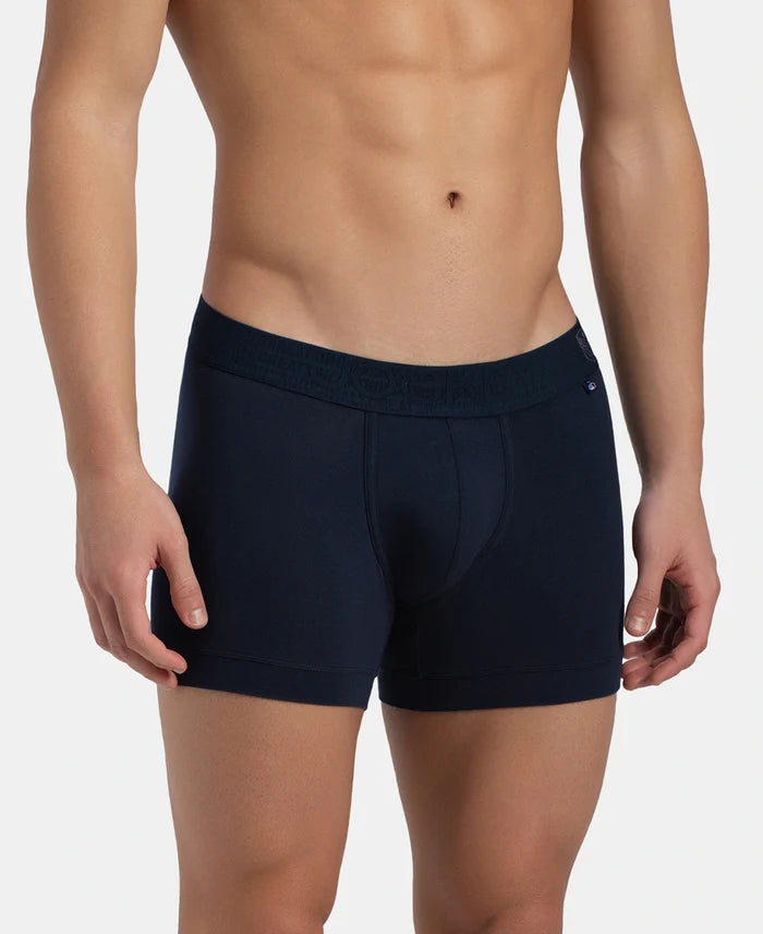 Super Combed Cotton Elastane Stretch Solid Trunk with Ultrasoft Waistband - Navy