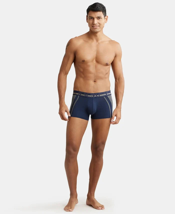 Super Combed Cotton Elastane Solid Trunk with Ultrasoft Waistband - Navy-4