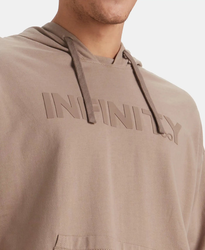Super Combed Cotton French Terry Oversized Hoodie T-Shirt - Taupe Grey
