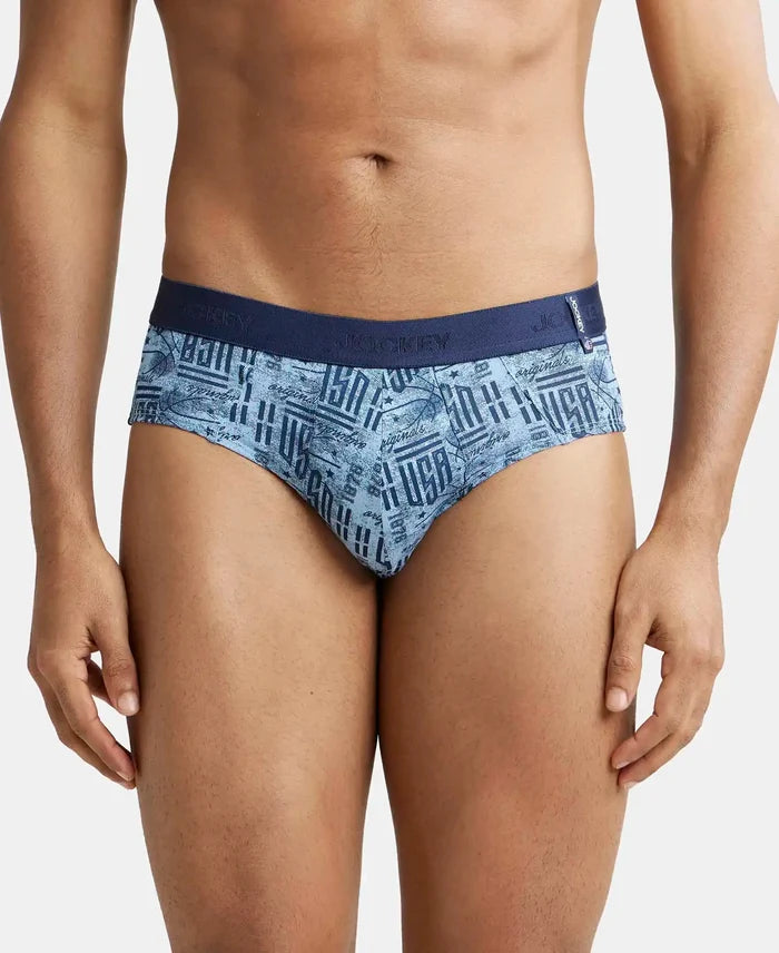 Super Combed Cotton Printed Brief with Ultrasoft Waistband - Navy Dusk Blue (Pack of 2)-1