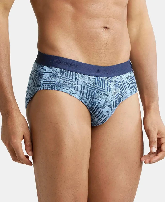 Super Combed Cotton Printed Brief with Ultrasoft Waistband - Navy Dusk Blue (Pack of 2)-3