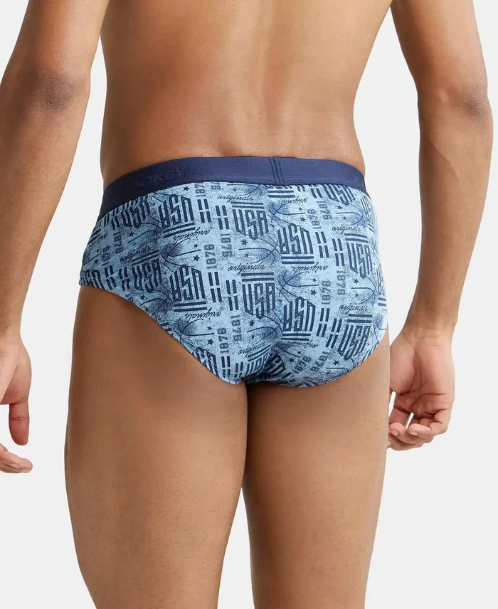Super Combed Cotton Printed Brief with Ultrasoft Waistband - Navy Dusk Blue (Pack of 2)-6