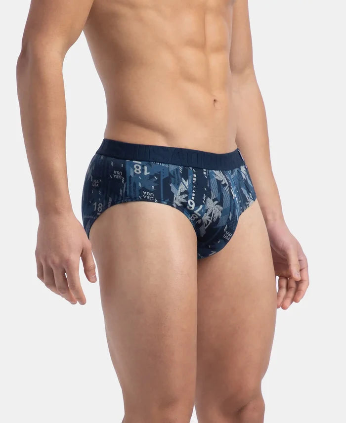 Super Combed Cotton Printed Brief with Ultrasoft Waistband - Navy & Nickle (Pack of 2)