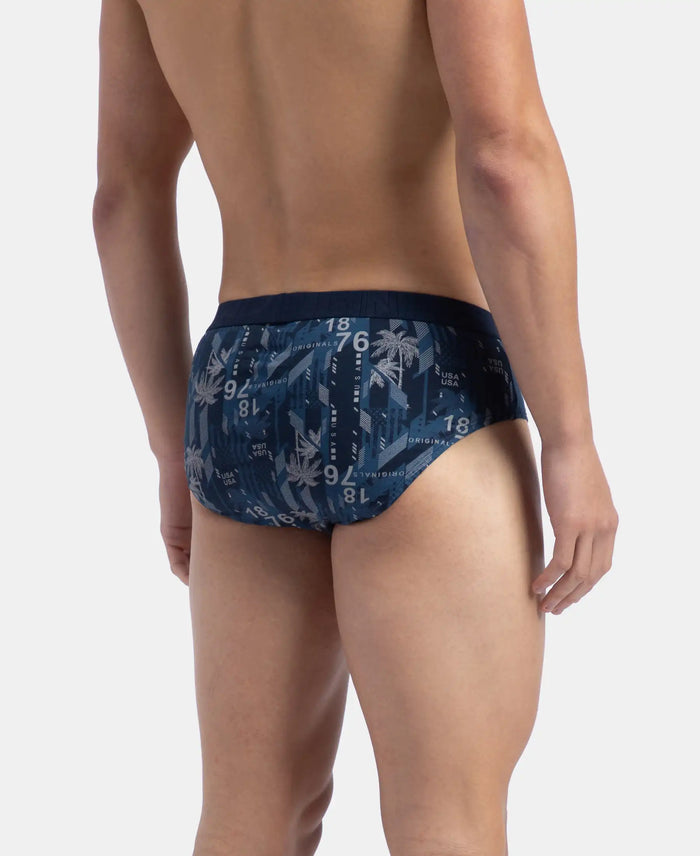 Super Combed Cotton Printed Brief with Ultrasoft Waistband - Navy & Nickle (Pack of 2)