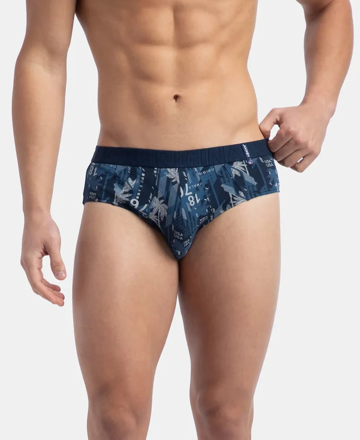 Super Combed Cotton Printed Brief with Ultrasoft Waistband - Navy & Seaport Teal (Pack of 2)