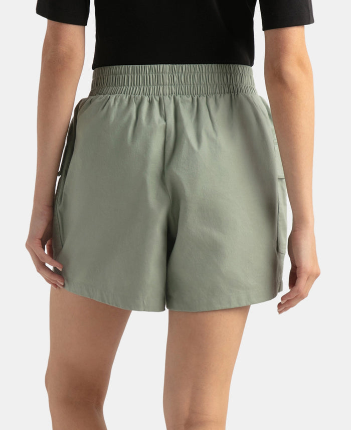 Super Combed Cotton Regular Fit Hybrid Cargo Shorts - Iceberg Green