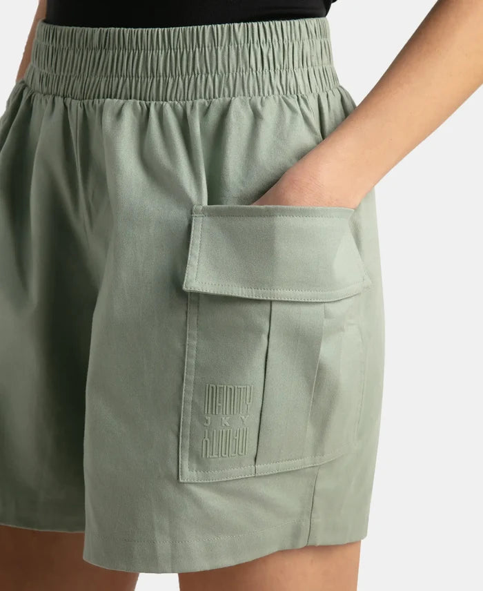 Super Combed Cotton Regular Fit Hybrid Cargo Shorts - Iceberg Green