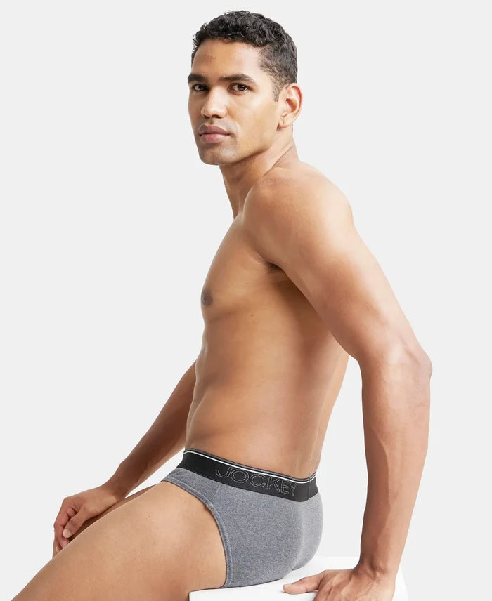 Super Combed Cotton Rib Solid Brief with Ultrasoft Waistband - Charcoal Melange-6