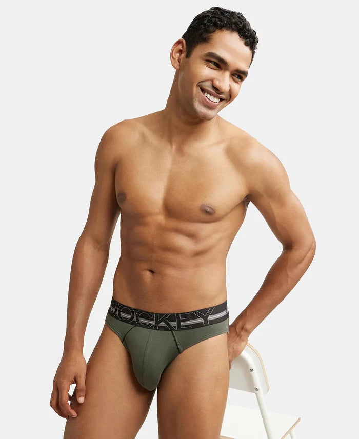 Super Combed Cotton Rib Solid Brief with Ultrasoft Waistband - Deep Olive-6