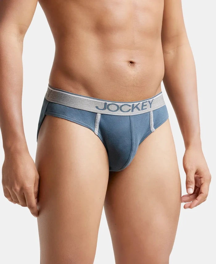 Super Combed Cotton Rib Solid Brief with Ultrasoft Waistband - Deep Slate-3