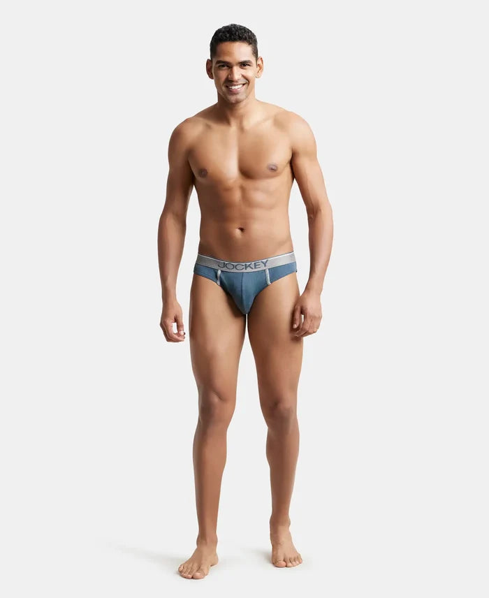 Super Combed Cotton Rib Solid Brief with Ultrasoft Waistband - Deep Slate-5