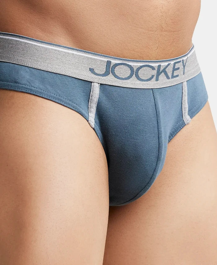 Super Combed Cotton Rib Solid Brief with Ultrasoft Waistband - Deep Slate (Pack of 2)
