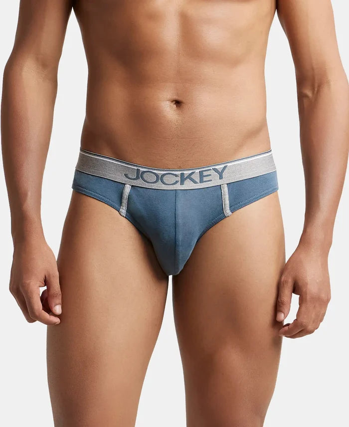 Super Combed Cotton Rib Solid Brief with Ultrasoft Waistband - Deep Slate-2