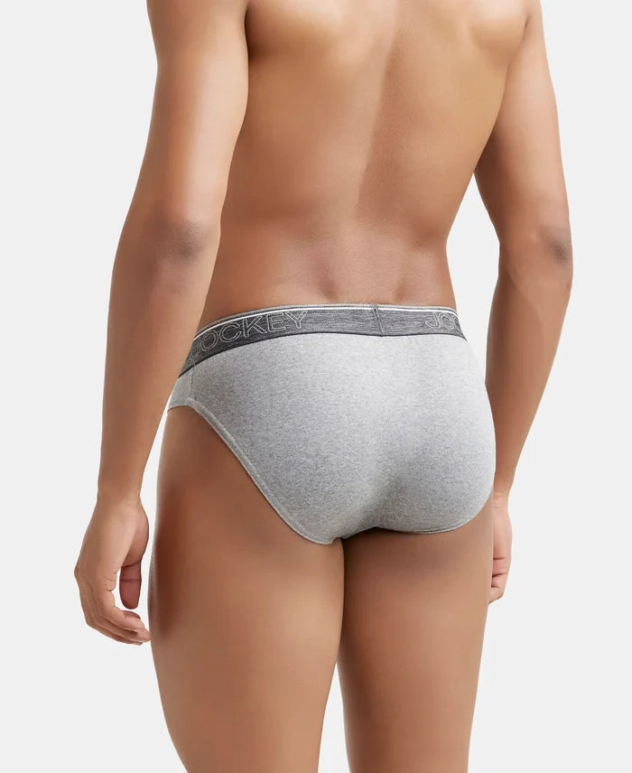 Super Combed Cotton Rib Solid Brief with Ultrasoft Waistband - Grey Melange (Pack of 2)