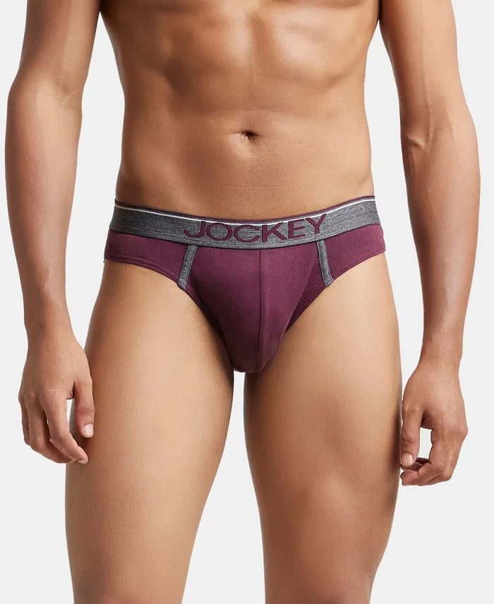 Super Combed Cotton Rib Solid Brief with Ultrasoft Waistband - Wine Tasting-2