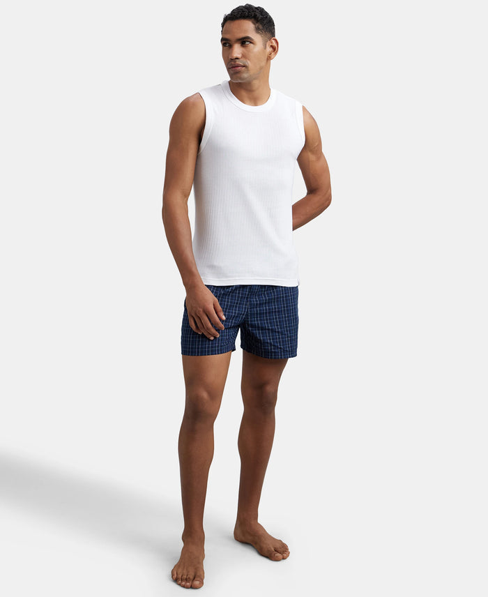Super Combed Cotton Rib Solid Round Neck Muscle Vest - White (Pack of 2)