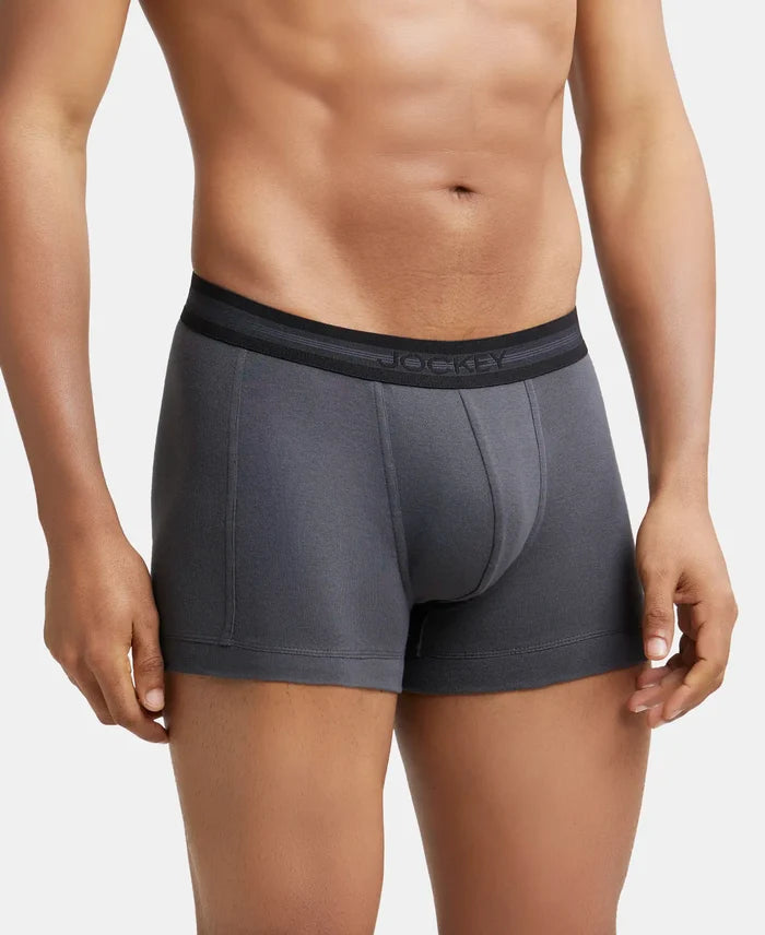 Super Combed Cotton Rib Solid Trunk with StayFresh Treatment - Asphalt-2