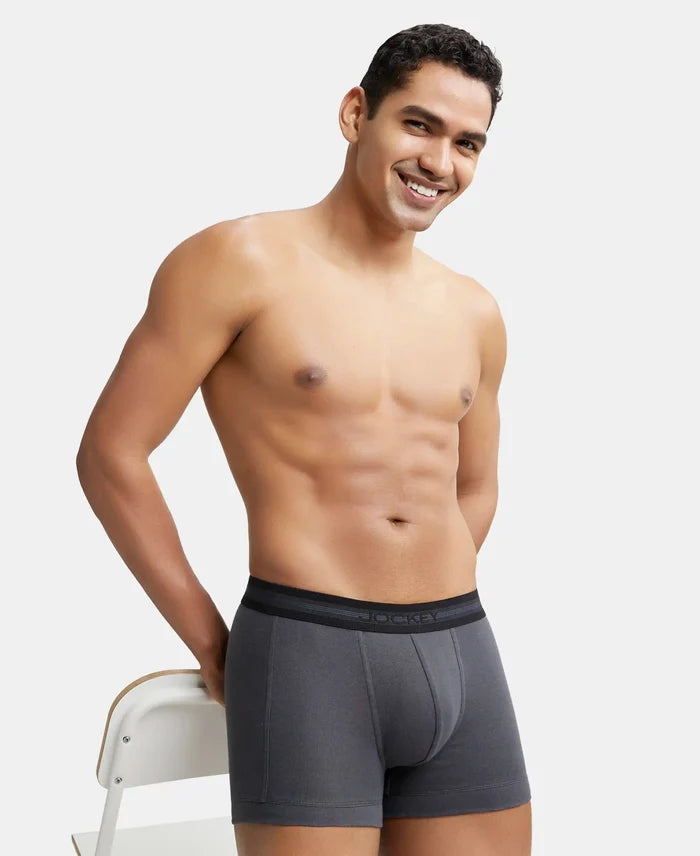 Super Combed Cotton Rib Solid Trunk with StayFresh Treatment - Asphalt-5
