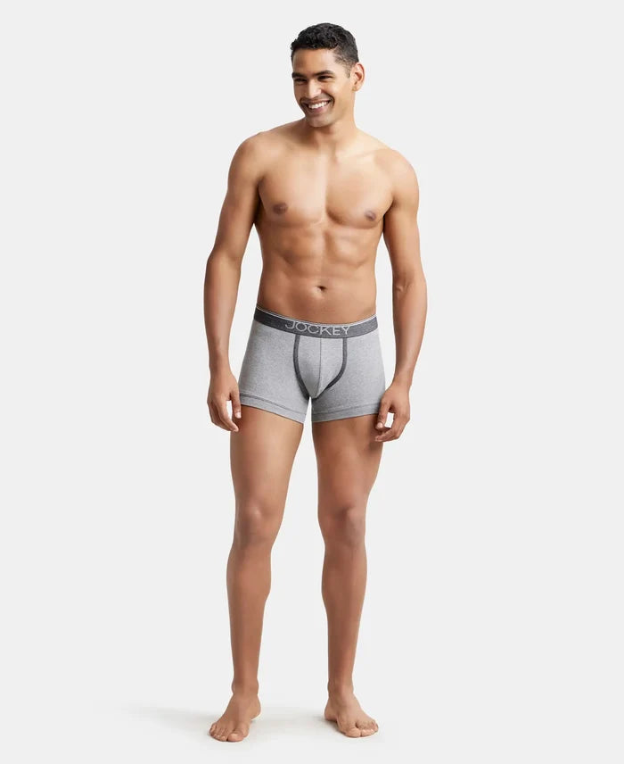 Super Combed Cotton Rib Solid Trunk with Ultrasoft Waistband - Grey Melange-4