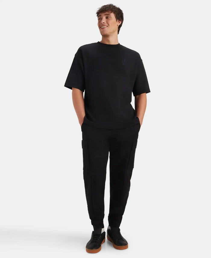 Super Combed Cotton Rich Graphic Printed Oversized T-Shirt - Deep Black