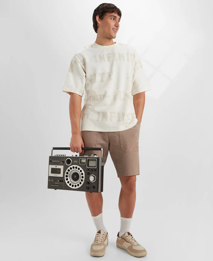 Super Combed Cotton Rich Graphic Printed Oversized T-Shirt - Snow White