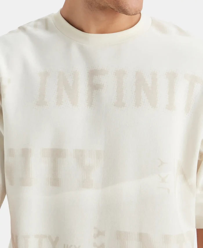 Super Combed Cotton Rich Graphic Printed Oversized T-Shirt - Snow White