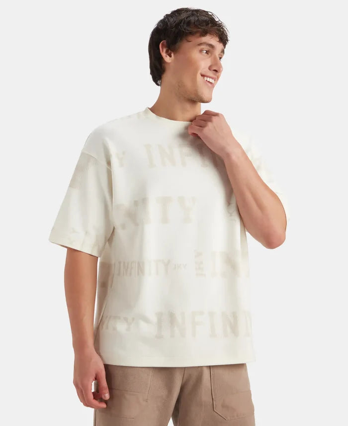 Super Combed Cotton Rich Graphic Printed Oversized T-Shirt - Snow White
