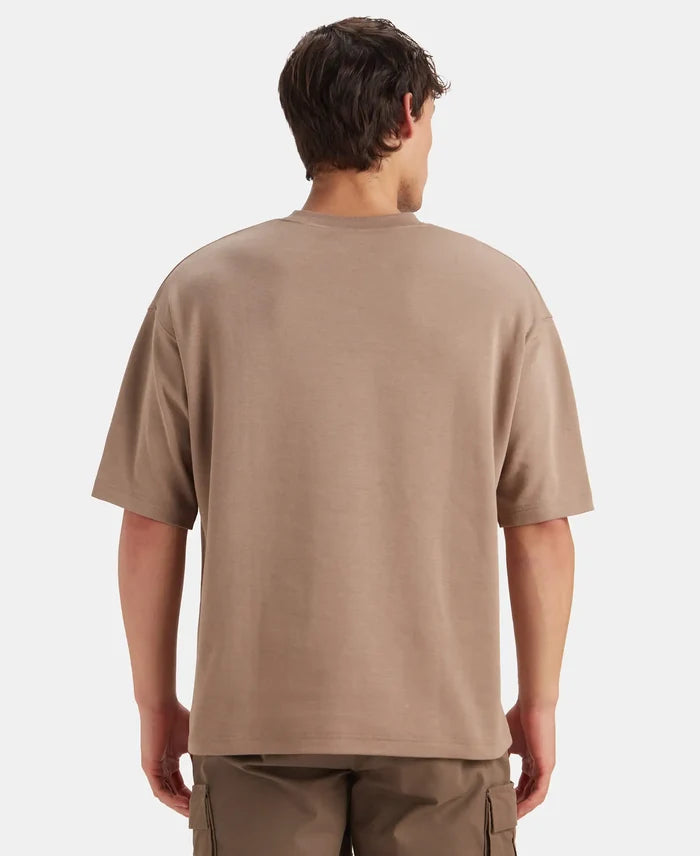 Super Combed Cotton Rich Graphic Printed Oversized T-Shirt - Taupe Grey