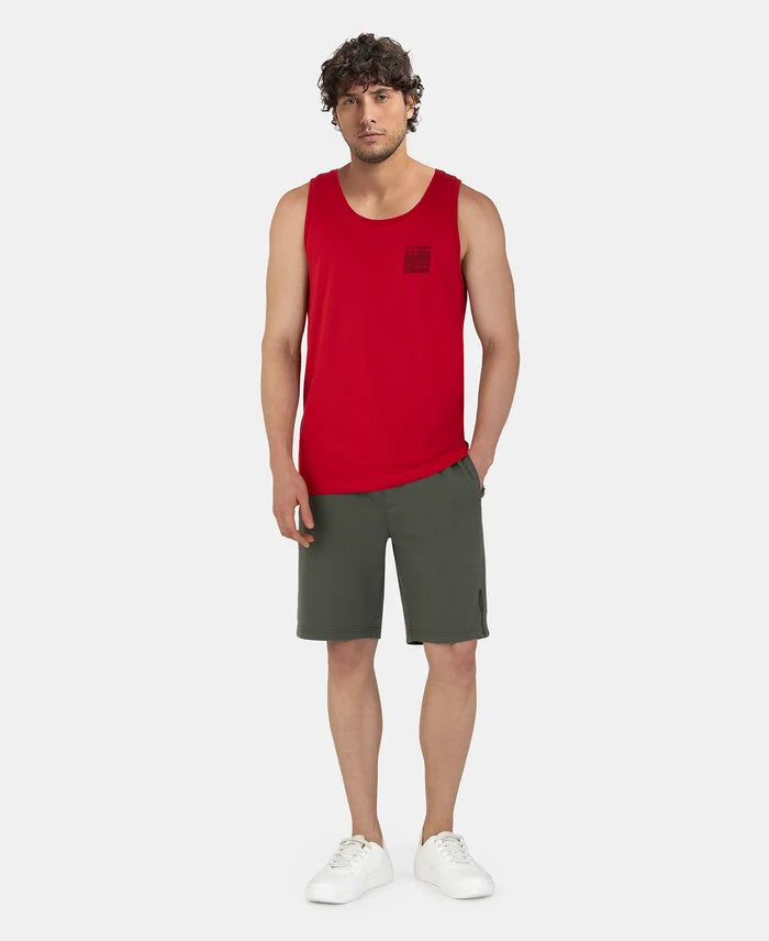 Super Combed Cotton Rich Graphic Printed Tank Top - Shanghai Red