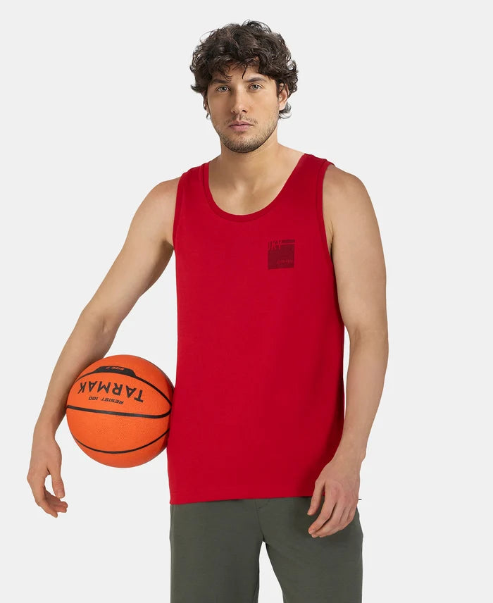 Super Combed Cotton Rich Graphic Printed Tank Top - Shanghai Red