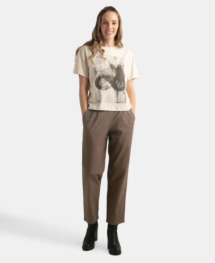 Super Combed Cotton Rich Oversized Graphic Print T-Shirt with Drop Shoulder Styling - Snow White