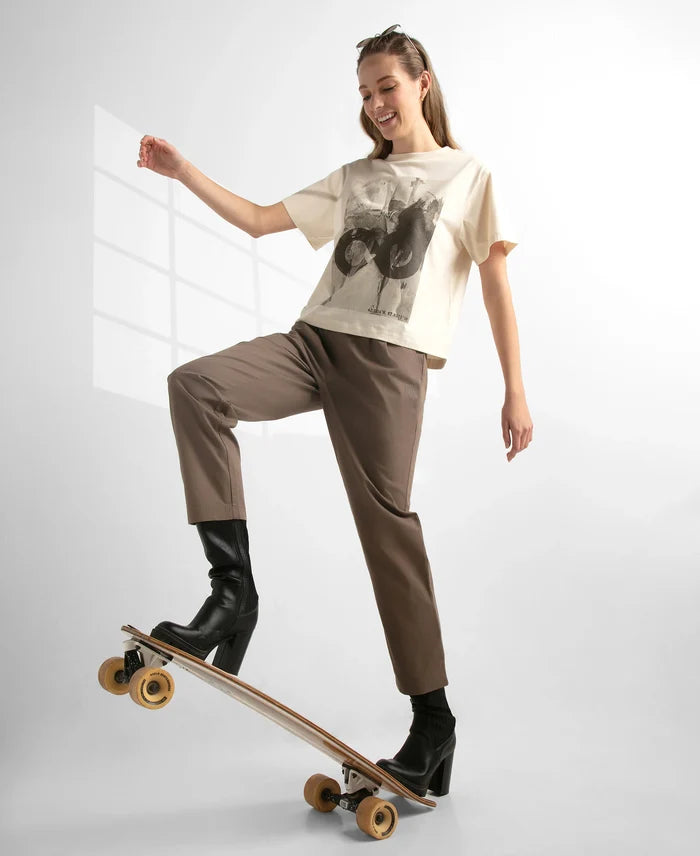 Super Combed Cotton Rich Oversized Graphic Print T-Shirt with Drop Shoulder Styling - Snow White