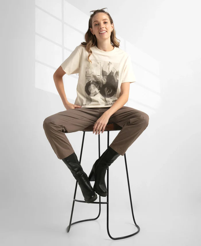 Super Combed Cotton Rich Oversized Graphic Print T-Shirt with Drop Shoulder Styling - Snow White