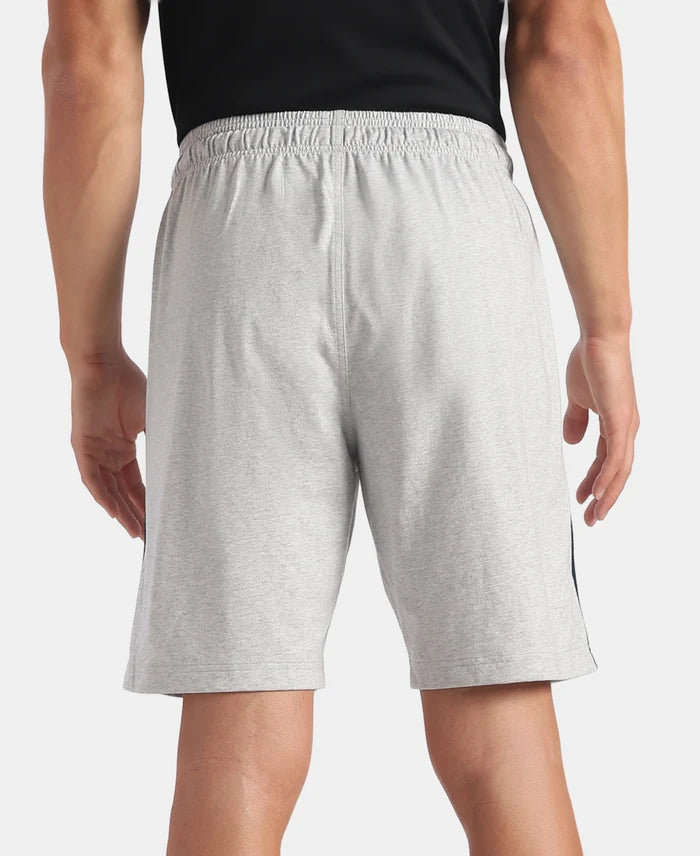 Super Combed Cotton Rich Regular Fit Shorts with Side Pockets - Steel Grey Melange & Navy Moonstruck