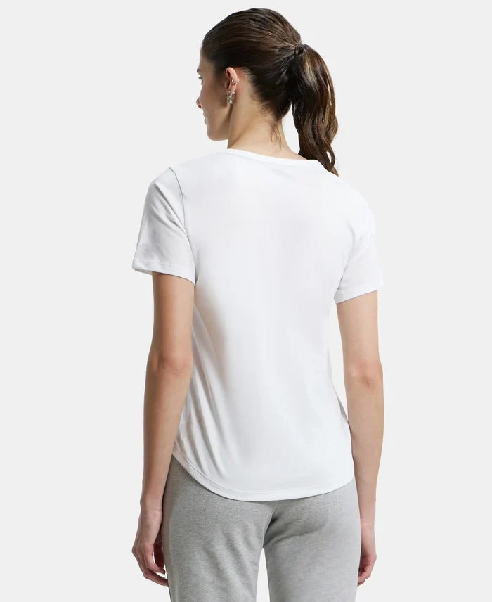 Super Combed Cotton Rich Relaxed Fit Solid Curved Hem Styled Half Sleeve T-Shirt - White-3