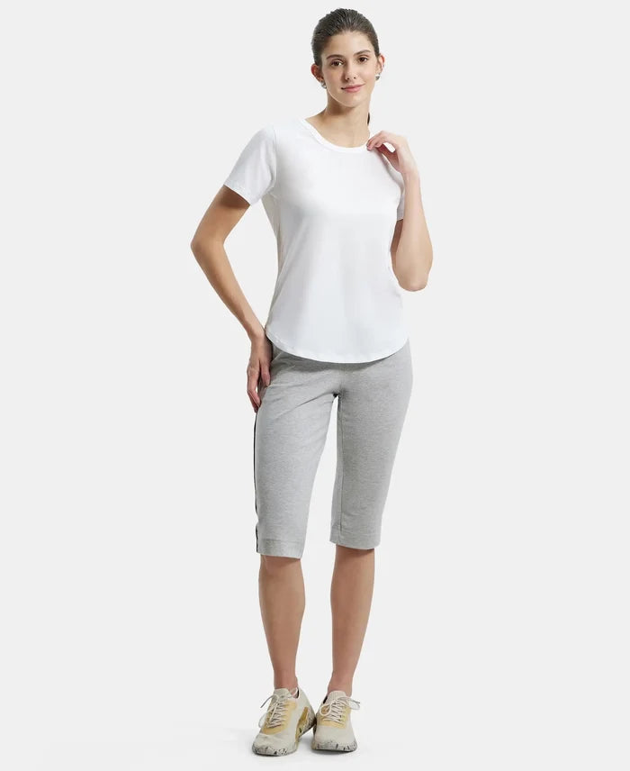 Super Combed Cotton Rich Relaxed Fit Solid Curved Hem Styled Half Sleeve T-Shirt - White-4