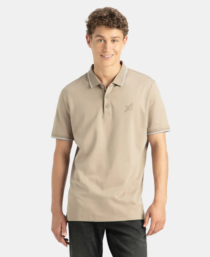 Super Combed Cotton Rich Solid Half Sleeve Polo T-Shirt - Desert Taupe