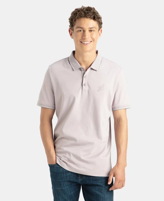 Super Combed Cotton Rich Solid Half Sleeve Polo T-Shirt - Nirvana
