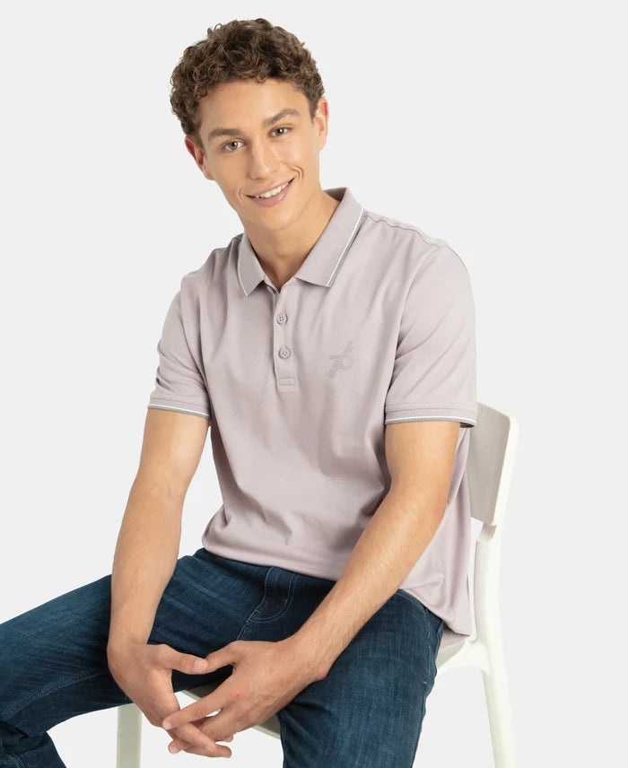 Super Combed Cotton Rich Solid Half Sleeve Polo T-Shirt - Nirvana