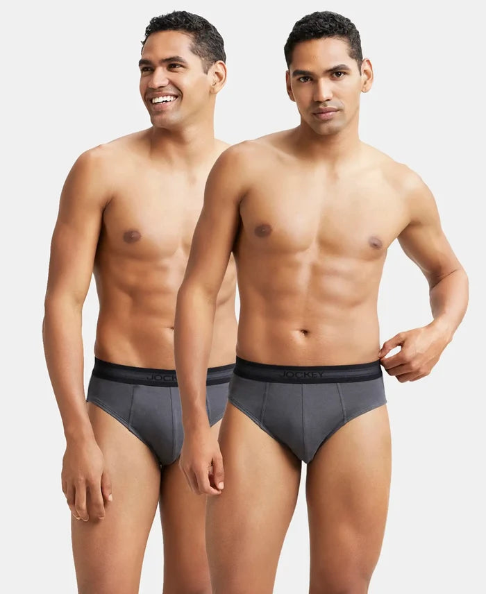 Super Combed Cotton Solid Brief with Stay Fresh Treatment - Ashphalt-1