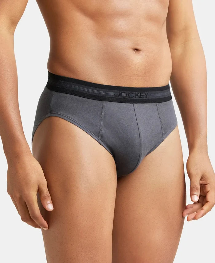 Super Combed Cotton Solid Brief with Stay Fresh Treatment - Ashphalt-3
