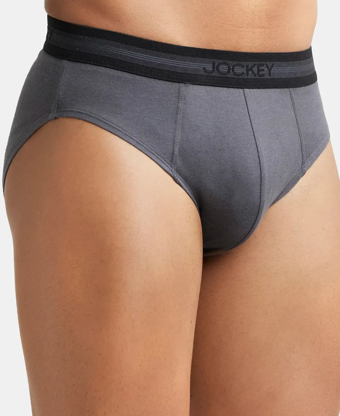 Super Combed Cotton Solid Brief with Stay Fresh Treatment - Asphalt (Pack of 2)