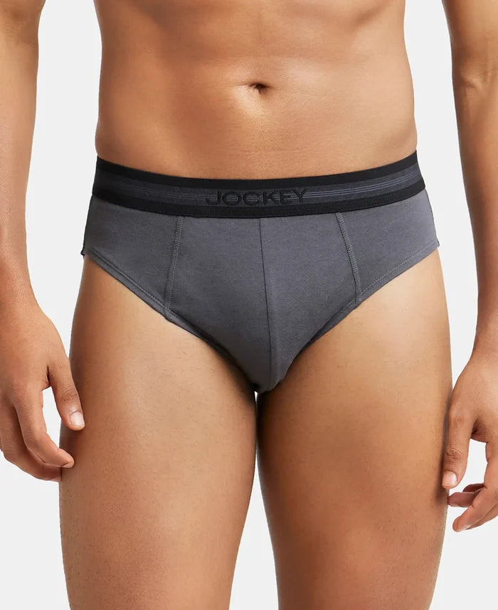 Super Combed Cotton Solid Brief with Stay Fresh Treatment - Ashphalt-2