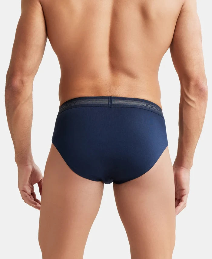 Super Combed Cotton Solid Brief with Stay Fresh Treatment - Deep Navy-4