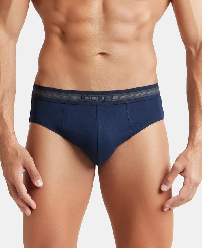 Super Combed Cotton Solid Brief with Stay Fresh Treatment - Deep Navy-2