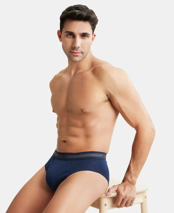 Super Combed Cotton Solid Brief with Stay Fresh Treatment - Deep Navy-6
