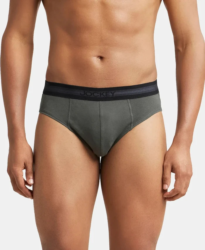 Super Combed Cotton Solid Brief with Stay Fresh Treatment - Deep Olive-2
